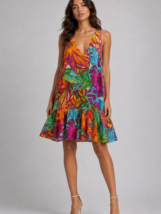 Lauren Ralph Lauren Dresses & Skirts - Lauren Ralph Lauren Multicolor Tropical Sleeveless Dress Size 10 Petite